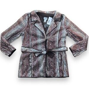 NWT Chico’s Sequin Snake Ravishing Jacket In Silver & Black Size Medium 8